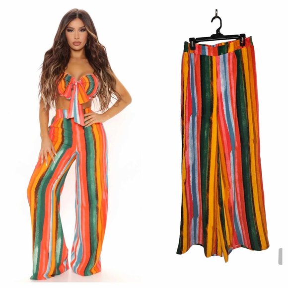 Fashion Nova Pants - Fashion Nova Women's Well Wishes Striped Pant Size XL